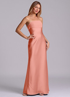 Azazie Ailanie Brudtärnklänningar Klä av Tubklänning i Stretch Satin Axelbandslös Korall image5