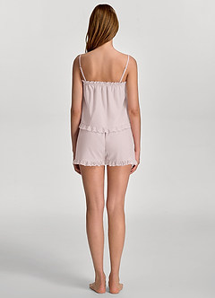front Pyjama-Set aus gewebtem Baumwoll-Top mit Rüschen und Shorts
