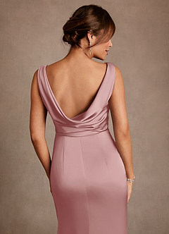 Azazie Mazhe Mother of the Bride Dresses Dusty Rose A-Line Pleated Stretch Satin Dress image6