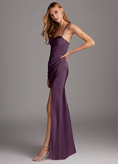 Azazie Brookelle Bridesmaid Dresses Plum Sheath Sweetheart Corset Stretch Satin Dress image5