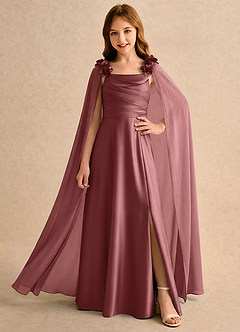 Azazie Rosita Girls Formal Flower Girl Klänningar Klänning A-Line i Stretch Satin Plisserad image1
