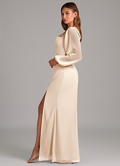 Azazie Brixley Bridesmaid Dresses White Alabaster Mermaid Long Sleeve Chiffon Dress image3