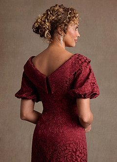Azazie Amala Kleider für die Brautmutter Spalte Plissee Blumen-Jacquard Kleid Cabernet Franc image6