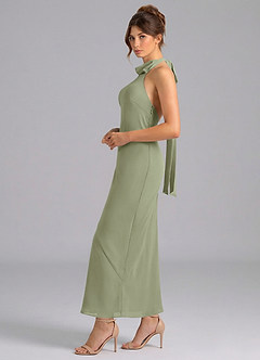 Azazie Velli Bridesmaid Dresses Pistachio Mermaid High Neck Chiffon Dress image4