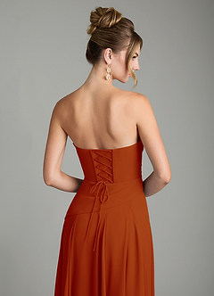Azazie Gabriela Bridesmaid Dresses Paprika A-Line Corset Chiffon Dress image11