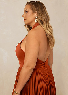 Christian Siriano Bridal for Azazie 1007 Bridesmaid Dresses Paprika A-Line Pleated Stretch Satin Dress image9
