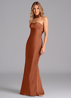 Azazie Lusinda Brudtärnklänningar Klä av Sjöjungfru i Stretch Satin Axelbandslös Cederros image1