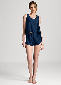 front Pyjamaset bestaande uit een tanktop en short met satijnen bloemblaadjes en racerback-model