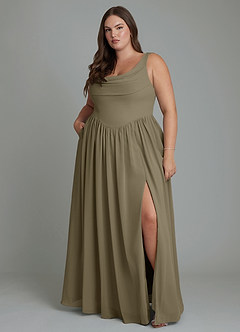 Azazie Novi Bridesmaid Dresses Willow Green A-Line Pleated Chiffon Dress image7