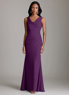 Azazie Linelle Robes de demoiselle d'honneur Robe Sirène en Mousseline de soie Plissée Grain De Raisin image5