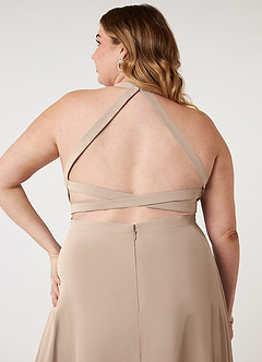 Azazie Clarice Jurken voor bruidsmeisjes Jurk van Chiffon met A-Lijn Houder Taupe image10
