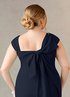 Azazie Ellen Mother of the Bride Dresses Dark Navy Sheath Side Slit Stretch Crepe Dress image11