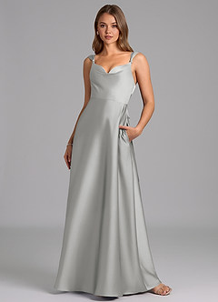 Azazie Beatrice 신부 들러리 드레스 A라인 스윗하트 네크라인 스트레치 새틴 바닥 길이 드레스 image4