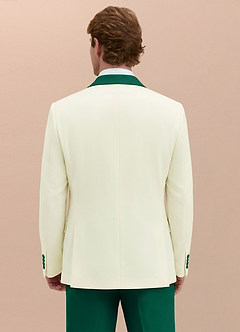 front Adrian Smaragd Strukturierte Stretch-Smokingjacke mit Schalkragen