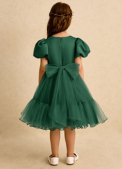 Azazie Cocoa Flower Girl Dresses Dark Green Ball-Gown Pleated Tulle Dress image6