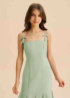 Azazie Evey Junior Dusty Sage Mermaid Pleated Chiffon Dress image6
