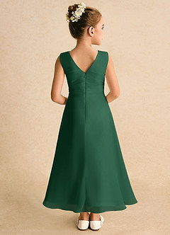 Azazie Edelweiss Flower Girl Dresses Dark Green A-Line Pleated Chiffon Dress image6