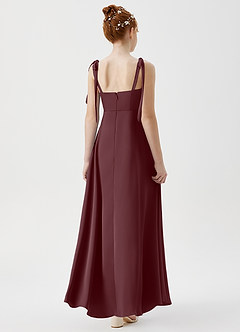 Azazie Rosey Junior A-Linie Herzausschnitt Stretch-Satin Kleid Sangria image2