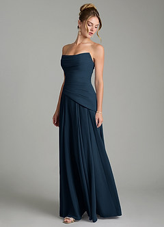 Azazie Gabriela Vestidos de madrinha de casamento Vestido Azul Marinho de Chiffon de Linha A com Corpete image6
