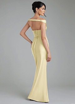 Azazie Stella Robes de demoiselle d'honneur Robe Fourreau Convertible en Satin extensible Corset Sorbet Citron image3