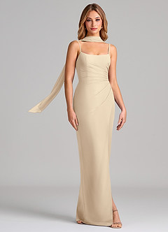 Azazie Calandra Suknie dla druhen Osłona Pofałdowany Szyfon Do ziemi Sukienka image3