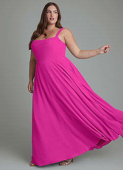 Azazie Shaude Bridesmaid Dresses Fuchsia A-Line Pleated Chiffon Dress image10