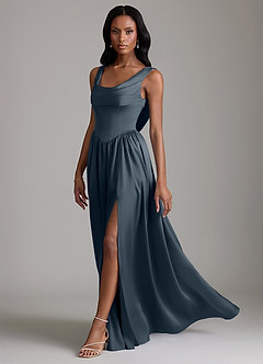 Azazie Novi Bridesmaid Dresses Twilight A-Line with Pockets Stretch Satin Dress image6