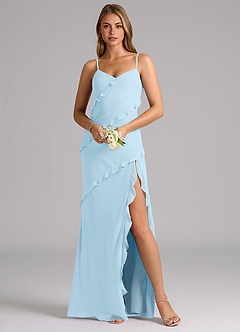 Azazie Nancie Bridesmaid Dresses Sky Blue Mermaid Ruched Chiffon Dress image8