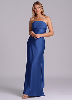 Azazie Ailanie Brudtärnklänningar Klä av Tubklänning i Stretch Satin Axelbandslös Kungsblå image3