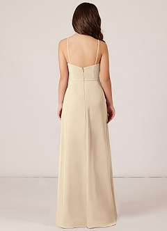 Azazie Kaylee Junior Champagne A-Line with Belt Chiffon Dress image2