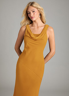 Azazie Rylina Bridesmaid Dresses Butterscotch Mermaid Pleated Chiffon Dress image3