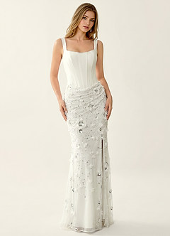 Belinda Ivory 3D Flowers Corset Lace Up Back Mermaid Prom Dress image3
