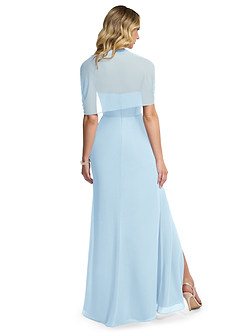 Azazie Zia Vestidos de damas de honor Vestido de Azul Cielo de Gasa de Corte Recto Convertible con Corte Lateral image4