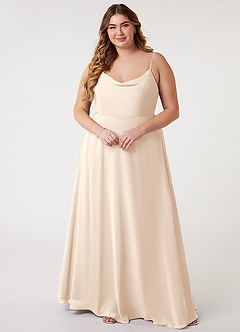 Azazie Daenerys Bridesmaid Dresses White Alabaster A-Line Cowl Chiffon Dress image9