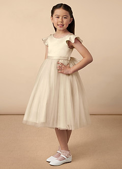 Azazie Aster Final Sale Dusty Rose A-Line with Sleeves Tulle Dress image2