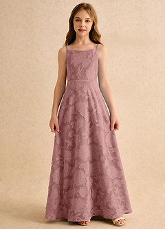 Azazie Jaella Girls Formal Flower Girl Dresses Dusty Rose A-Line Pleated Floral Burnout Dress image3