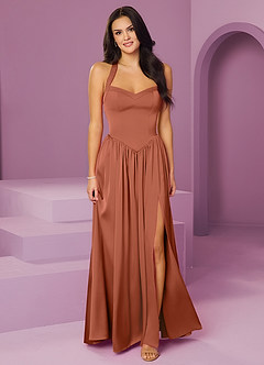 Barbie ♥ Azazie Bridesmaid Dresses Cedar Rose A-Line with Pockets Stretch Satin Dress image1