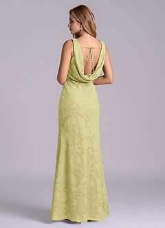 Azazie Rylina Final Sale Lemon Sorbet Mermaid Floral Burnout Dress image3
