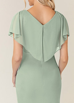 Azazie Waverly Mother of the Bride Dresses Dusty Sage Sheath Pleated Mesh Dress image7