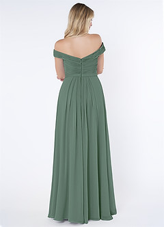 Azazie Audrianna Bridesmaid Dresses Eucalyptus A-Line Off-The-Shoulder Gathered Chiffon Convertible Dress image2