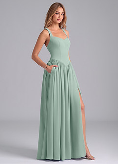 Azazie Francis At-home Try On Dresses Agave A-Line Corset Chiffon Dress image6