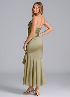 Azazie Danie Bridesmaid Dresses Moss Green Sheath Strapless Chiffon Dress image2