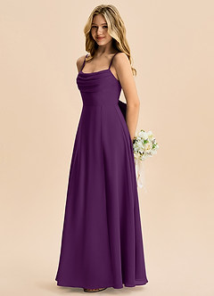 Azazie Bear Junior Grape A-Line Pleated Chiffon Dress image5