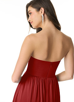 Azazie Morana Bridesmaid Dresses Pomegranate A-Line Off the Shoulder Stretch Satin Convertible Dress image8