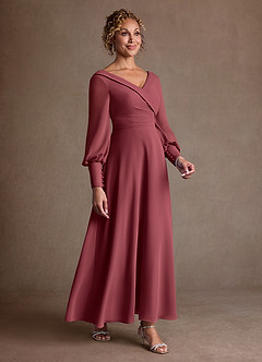 Azazie Paterson Suknie dla Matki Panny Młodej Linia A Pofałdowany Szyfon Długość kostki Sukienka image3