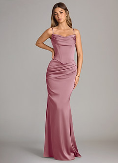 Azazie Sorrel Bridesmaid Dresses Vintage Mauve Mermaid Strapless Stretch Satin Convertible Dress image6