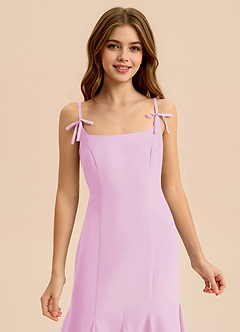 Azazie Evey Junior Vestido de Rosa Caramelo de Gasa de Corte Sirena con Plisado image6