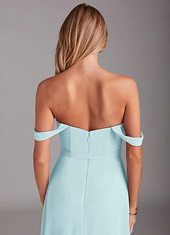 Azazie Aaron Bridesmaid Dresses Sea Glass A-Line Off the Shoulder Chiffon Convertible Dress image8