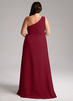 Azazie Brooke Brautjungfernkleider A-Linie One-Shoulder Chiffon Kleid Burgunderrot image9