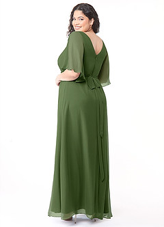 Azazie Cierra Bridesmaid Dresses Olive A-Line V-Neck Chiffon Dress image12